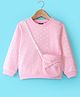 Little Kangaroos Full Sleeves Winter Top With Pouch - Pink