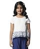 BIBA  Half Sleeves Block Motif Floral Embroidered Top - White