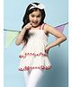 BIBA Sleeveless Polka Dots Printed & Floral Tired Top     With Coordinating Headband - White