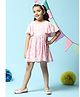 BIBA Viscose Half Bell Sleeves Forest Theme Printed Flared Dress With Headband - Pink