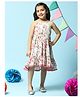 BIBA Sleeveless Floral & Building Printed Flared  Dress - Off White