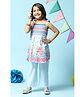 BIBA  Cambric Sleeveless Sea Theme Printed  Straight Kurta And Palazzo Set  - Powder Blue