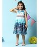 BIBA Cambric Sleeveless Sea Life Theme Printed   Dress - Off White & Blue