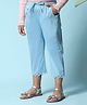 BIBA Solid Lace Embellished Hem Capri Pant - Blue