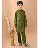 Lilpicks Couture Full Sleeves Abstract Flower Pattern Foil Embellished Straight Kurta & Pyjama Set - Green