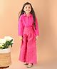 Lilpicks Full Sleeves Solid Shirt Style Top With Seamless Moroccan Design Printed Palazzo - Magenta Pink
