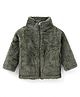 Kanvin Full Sleeves Solid Fur Jacket with Pockets - Green