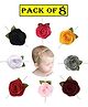 Babymoon Pack of 8  Flower Applique Detailed  Headbands - Multi Colour