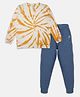 Kiddopanti Full Sleeves Tie Dye Tee & Solid Track Pant Set - Mustard Yellow & Blue Melange
