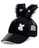 Babymoon Bunny Ears & Applique Detailed Summer Cap - Black-  Diameter 30 Cms