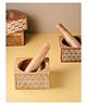 Araana Home Trikona Okhli Engraved wooden mortar pestle set