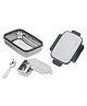 Nabhya Eco-Steel Plastic Air Tight Spill Proof Tiffin Boxes for with Plastic Katori 2 Containers Lunch Box 900 ml - Grey