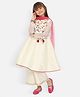 Nauti Nati Full Sleeves Floral Embroidered & Lace Embellished Angrakha Style Kurta With Palazzo & Dupatta - Off White