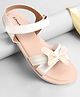 Pine Kids Solid Colored Velcro Closure Party Sandals with Bow - Golden