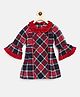 Nauti Nati Full Bell Sleeves Peter Pan Collar Tartan Checked A Line  Dress - Red