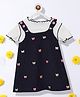 Nauti Nati Half Sleeves All Over Ribbons Embroidered Dungaree Style Dress - Navy Blue
