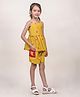 Jilmil Girl's Mustard Checks Cotton Top & Shorts - Mustard