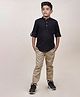 Jilmil Boy's Black Rolled Up Cotton Shirt - Black