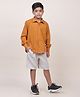 Jilmil Boy's Ochre Rolled Up Cotton Shirt - Mustard