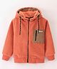 Little Kangaroos Full Sleeves Fleece Hooded Sweat Jacket - Peach