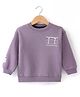 Little Kangaroos Fleece Knit Full Sleeves Skates Printed Sweatshirt - Purple