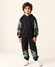 Anthrilo Full Sleeves  Truck Text Printed  Cut & Sew Hoodie With Coordinating Jogger Set - Black
