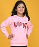Anthrilo Full Sleeves  Love Text Printed  Fleece Sweatshirt - Pink