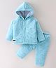 Little Darlings Full Sleeves Hooded Sweatshirt & Lounge Pant Winterwear Set - Aqua Blue