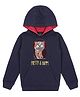 Plum Tree Full Sleeves Reversible Sequin Embellished Owl & Pretty Print Foil Text Printed  Hooded Sweatshirt - Navy Blue