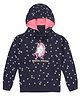 Plum Tree Full Sleeves Floral & Glitter Embellished  Unicorn Printed Hooded Sweatshirt - Navy Blue