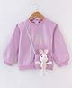 Little Kangaroos Cotton Drop Shoulder Winter Party Top With Sling Pouch - Purple