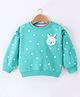 Little Kangaroos Fleece Full Sleeves Sweatshirt With Teddy Patch & Dots Print - Green