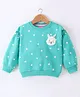 Little Kangaroos Fleece Full Sleeves Sweatshirt With Teddy Patch & Dots Print - Green