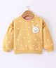 Little Kangaroos Fleece Full Sleeves Sweatshirt With Teddy Patch & Dots Print - Yellow