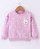 Little Kangaroos Fleece Full Sleeves Sweatshirt With Teddy Patch & Dots Print - Pink