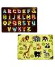 TodFod Wooden 4 in 1 English Alphabets & Wild Animal Puzzle 2 Pieces - Multicolour