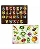 TodFod Wooden 4 in 1 English Alphabets & Vegetables Puzzle 2 Pieces -Multicolour