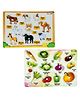 TodFod Wooden Pet animal  & Vegetable 2 Puzzles Multicolour - 21 Pieces