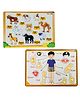 TodFod Wooden Pet animal  & Body Parts 2 Puzzles Multicolour - 19 Pieces