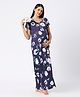 Kriti Half Sleeves Maternity Nighty Floral Print - Purple