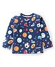 Babyhug 100% Cotton Knit Full Sleeves T-Shirt Ball Graphics - Navy Blue