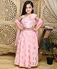 Saka Designs By Sapna One Shoulder Polka Dots & Floral Foil Printed Coordinating Lehenga & Choli Set - Pink