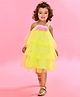 Saka Designs By Sapna Sleeveless Floral Applique Tulle Layered    Dress - Lime Green