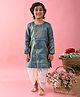 Saka Designs By Sapna Full Sleeves  Jacquard Foil Printed Achkan Kurta  With  Dhoti - Teal Blue & White