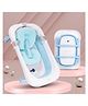 Baybee Loria Foldable Baby BathTub for Kids Baby with Soft Cushion Drainer & Non Slip Base - Blue