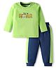 Doodle Poodle 100% Cotton Full Sleeves T-Shirt & Lounge Pant Text Print - Green & Navy Blue