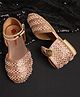 Mine Sole Pearl & Stone Embellished  Half Cut Sandals - Rose Gold