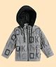 OKANE Full Sleeves Padded Jackets With Hood Text Print - Grey