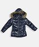 OKANE Full Sleeves Solid Colour Padded Jacket with  Hood - Navy Blue