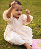 Somersault  Half Puff Sleeves Polka Dot Embroidery Dress - Peach